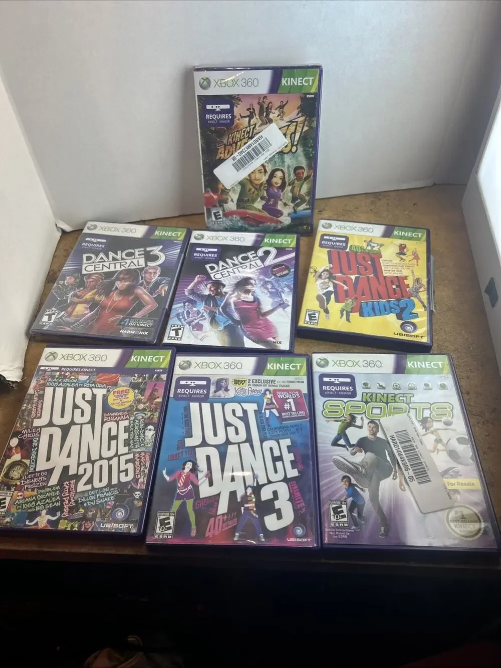7 Xbox 360 Game Bundle Just Dance Central Kinect Sports Kinect Adventure New